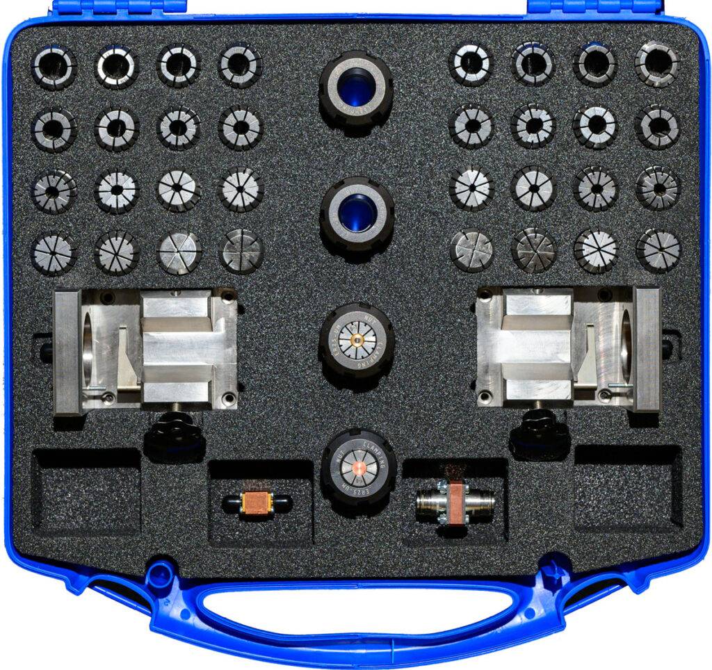 Set of chucks with different diameters to adapt to the cables