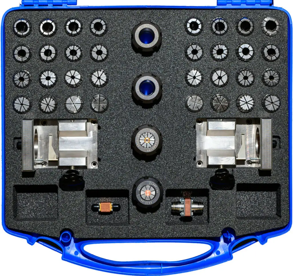 Set of chucks with different diameters to adapt to the cables